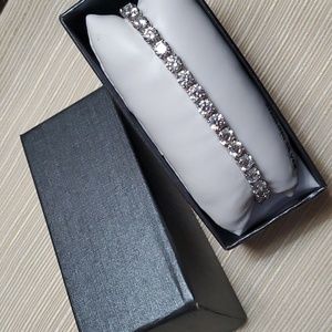 NEW 925 Sterling Silver Round CZ White Diamond Tennis Bracelet 7.25"